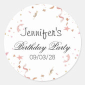 Sticker Rond Parties scintillant en or rose et Rose Confetti (Devant)