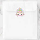 Sticker Rond Parties scintillant en or rose Unicorne Fleurs Vis (Sac)