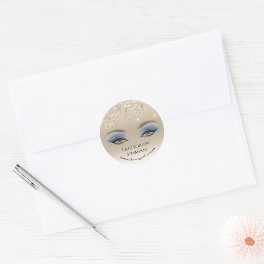 Sticker Rond parties scintillant en or shampooing noir et blanc (Enveloppe)