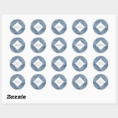 Sticker Rond Parties scintillant en pierre Mariage Dusty Blue I (Feuille)