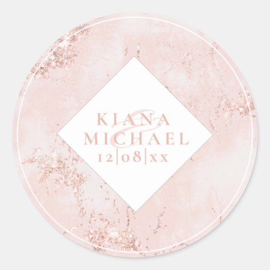 Sticker Rond Parties scintillant en pierre Rose Mariage Gold ID (Devant)