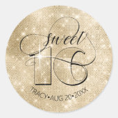 Sticker Rond Parties scintillant et brillant 16 Gold ID675 (Devant)