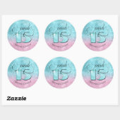 Sticker Rond Parties scintillant et brillant Quinceanera Turquo (Feuille)