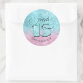 Sticker Rond Parties scintillant et brillant Quinceanera Turquo (Sac)