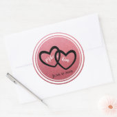 Sticker Rond Parties scintillant et Coeurs d'or rose (Enveloppe)