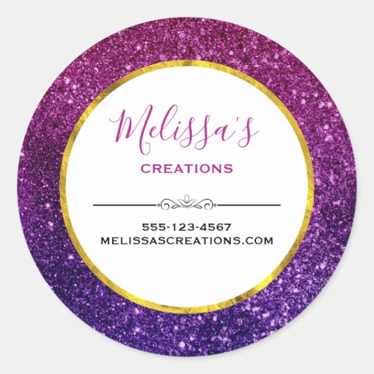 Sticker Rond Parties scintillant étincelante rose et violet Pie (Devant)