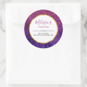 Sticker Rond Parties scintillant étincelante rose et violet Pie (Sac)