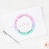 Sticker Rond Parties scintillant Faux Bokeh rose et vert menthe (Enveloppe)