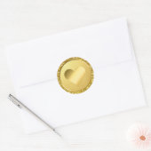 Sticker Rond Parties scintillant Faux Gold Coeur Mariage Envelo (Enveloppe)
