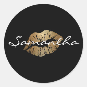 Sticker Rond Parties scintillant Faux Gold Kiss