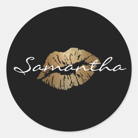 Sticker Rond Parties scintillant Faux Gold Kiss (Devant)