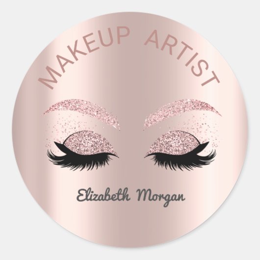 Sticker Rond Parties scintillant Faux Lashes, Or Rose, Maquilla (Devant)