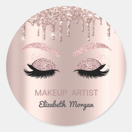 Sticker Rond Parties scintillant Faux Lashes, Rose Gold Drives, (Devant)