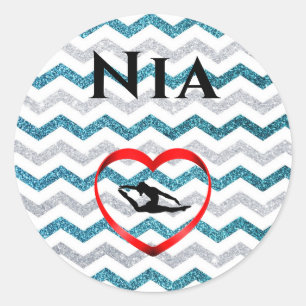 Sticker Rond Parties scintillant Filles Chevron Gymnastique Sti
