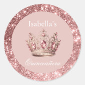 Sticker Rond Parties scintillant florale flush Tiara Crown Quin (Devant)