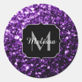 Sticker Rond Parties scintillant foncé violet faux brillant sci (Devant)
