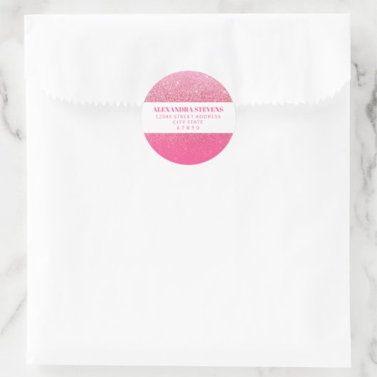 Sticker Rond Parties scintillant Girly Sparkly Rose rose Adress (Sac)