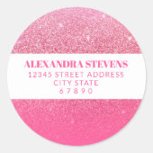 Sticker Rond Parties scintillant Girly Sparkly Rose rose Adress (Devant)