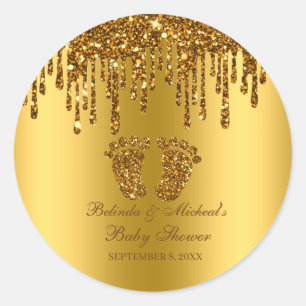 Sticker Rond Parties scintillant  Gold Baby Baby shower pieds