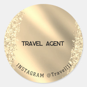 Sticker Rond Parties scintillant Gold de l'agent de voyage