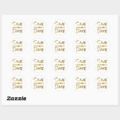 Sticker Rond Parties scintillant Gold Enregistrer la date Sceau (Feuille)