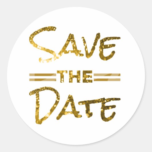 Sticker Rond Parties scintillant Gold Enregistrer la date Sceau (Devant)
