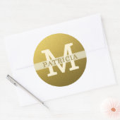 Sticker Rond Parties scintillant Gold Nom personnalisé Monogram (Enveloppe)