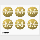 Sticker Rond Parties scintillant Gold Nom personnalisé Monogram (Feuille)