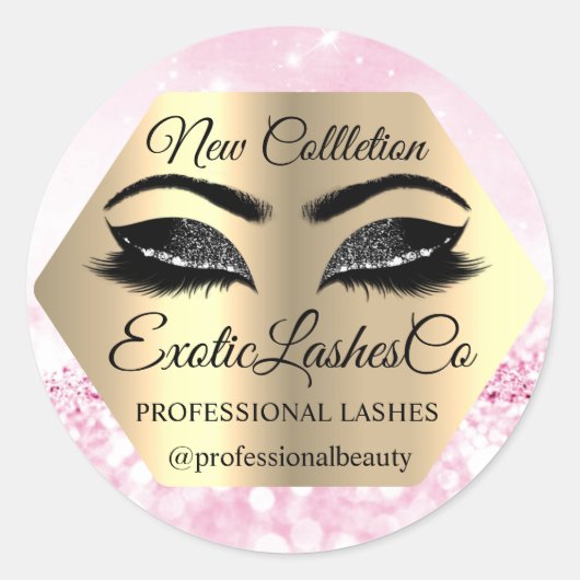 Sticker Rond Parties scintillant Gold Pink de maquillage de con (Devant)
