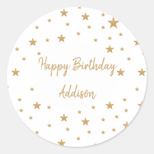 Sticker Rond Parties scintillant Gold Star personnalisée Joyeux