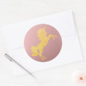 Sticker Rond Parties scintillant Golden Magique Unicorne sur Ro (Enveloppe)