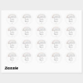 Sticker Rond Parties scintillant gris aquarelle parapluie nupti (Feuille)