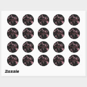 Sticker Rond Parties scintillant Gris Foncé Et Rose - Merci (Feuille)
