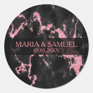 Sticker Rond Parties scintillant Gris Foncé Et Rose - Merci