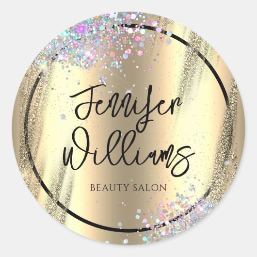 Sticker Rond Parties scintillant Holographique moderne Faux Foi (Devant)