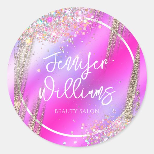Sticker Rond Parties scintillant Holographique Or Moderne Faux  (Devant)
