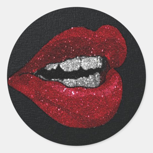 STICKER ROND PARTIES SCINTILLANT LÈVRES CHAUDS (Devant)
