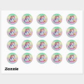 Sticker Rond Parties scintillant licorne étoile magique (Feuille)