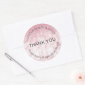 Sticker Rond Parties scintillant Marbre rose Distances sociales (Enveloppe)