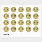 Sticker Rond Parties scintillant Mariage or Monogrammes Initial (Feuille)