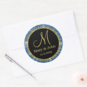 Sticker Rond Parties scintillant Mariage or Monogrammes sceaux (Enveloppe)