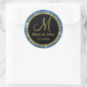 Sticker Rond Parties scintillant Mariage or Monogrammes sceaux (Sac)