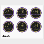 Sticker Rond Parties scintillant Mariage or Monogrammes sceaux (Feuille)