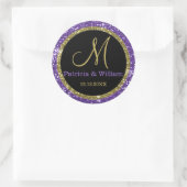 Sticker Rond Parties scintillant Mariage or Monogrammes sceaux (Sac)
