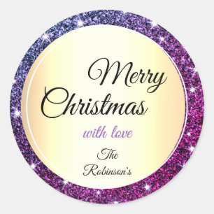 Sticker Rond Parties scintillant mauve branchée Sparkle Stars