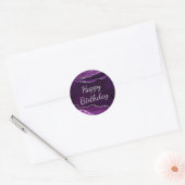 Sticker Rond Parties scintillant mauve et argent Marbre Agate A (Enveloppe)
