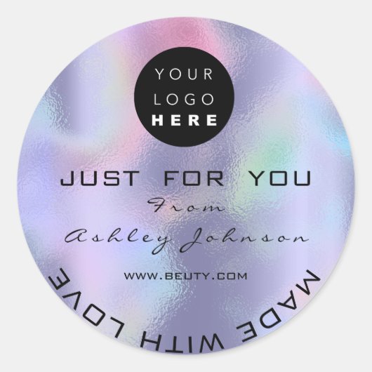 Sticker Rond Parties scintillant Merci Logo Holographe unique r (Devant)