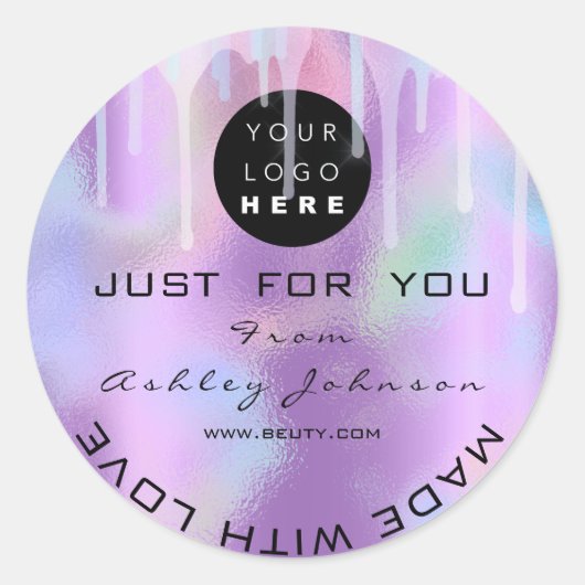 Sticker Rond Parties scintillant Merci Logo Holographe Unités P (Devant)