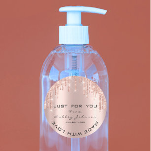 Sticker Rond Parties scintillant Merci Rose De Luxe Or Fait Ave