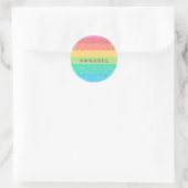 Sticker Rond Parties scintillant mignonne Arc-en-ciel rayures c (Sac)